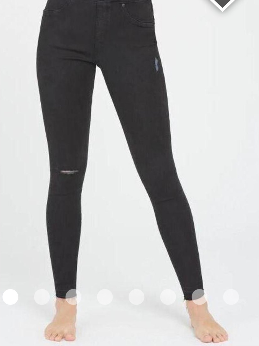 SPANX Black High-Rise Skinny Jeans with Subtle Distress
